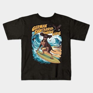 Wave Rider German Shorthaired Pointer Surfing Kids T-Shirt